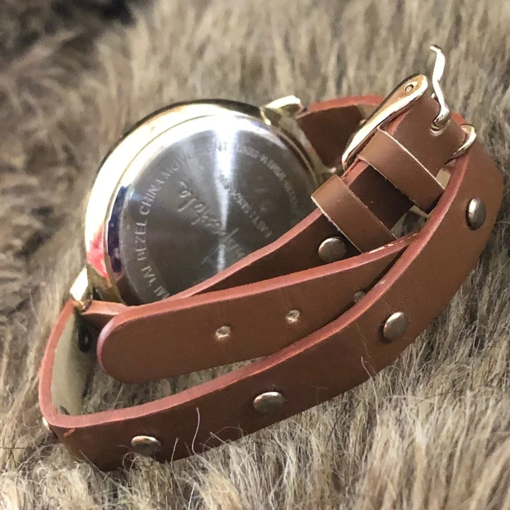 Ladies Aeropostale brown faux leather wrap watch